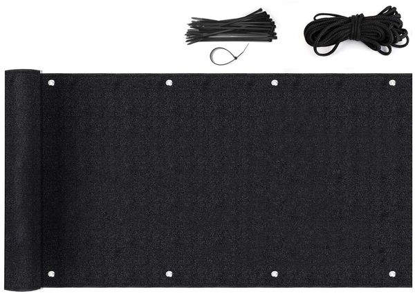 Balkon Sichtschutz Balkonabdeckung Balkonsichtschutz Balkonverkleidung blickdichte Windschutz, 120x600cm, Schwarz