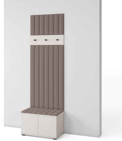 Garderoben-Set Napoli version 16 mit Schuhregal und Polsterplatten, Ideal für Flur und Eingangsbereich (Cashmere, Trinity 05), 225 x 40 x 70 cm
