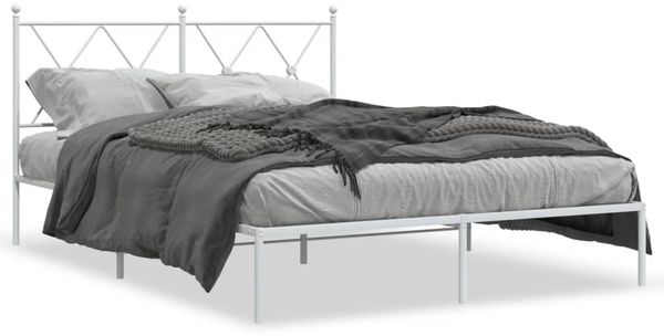 Doppelbett, Bettgestell Modernen mit Kopfteil Metall Weiß 140x190 cm d696e