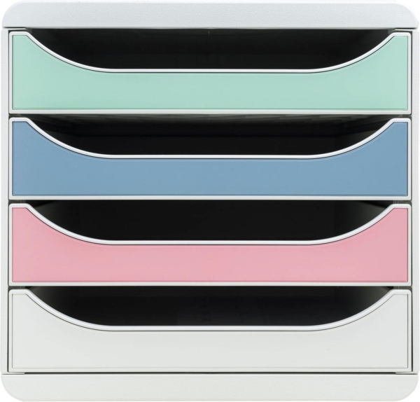 EXACOMPTA Aufbewahrungsbox Schubladenbox BIG BOX, 4 Schubladen, AutentiK Farben sortiert 310303D, Boxen einzen