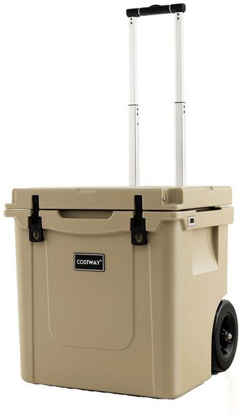 COSTWAY Thermobehälter, 43L Kühlbox mit Rädern, mobil, mit Handgriff