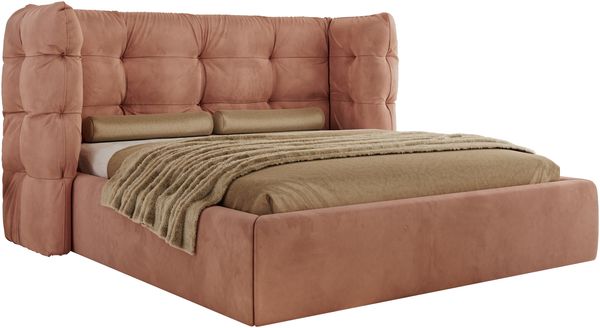 Polsterbett FLONELLE CLASSIC 180 x 200 cm mit Stauraum, Federholzlattenrost, Massivholzrahmen, gestepptes Kopfteil Gasdruckfeder Schlafzimmerbett - Rosa Samt Bild 5