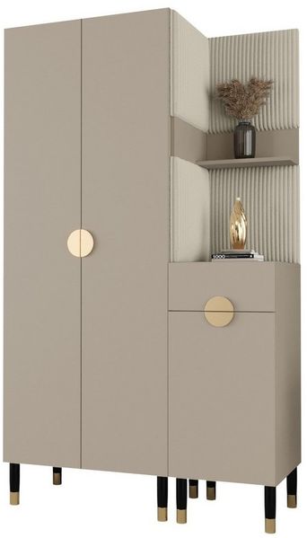 ABIKS MÖBEL Kompaktgarderobe PALERMO Set 6 Garderobe mit gepolsterten Paneelen, Industriell Design