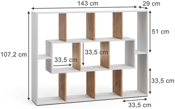 Raumteiler Weiß/Goldkraft Eiche 107.2 x 143 cm Vicco Bild 2
