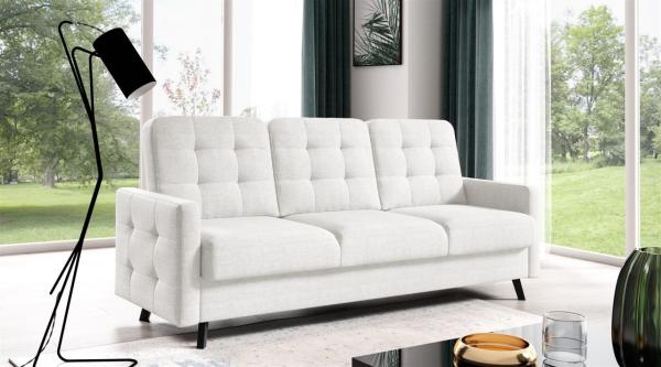 Sofa 3-Sitzer Schlafsofa Designersofa GARNET Stoff Luis Creme