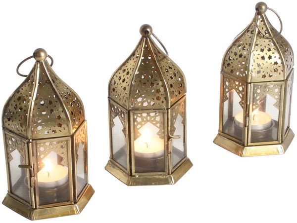 Orientalische Glas-Windlichter Nael Transparent 3er Set