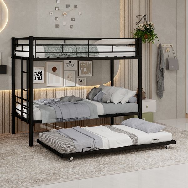 Hochbelastbares, stabiles Metall-Etagenbett 90*190 cm / Geräuscharm / Sicherheitsgeländer / Keine Boxspring erforderlich.