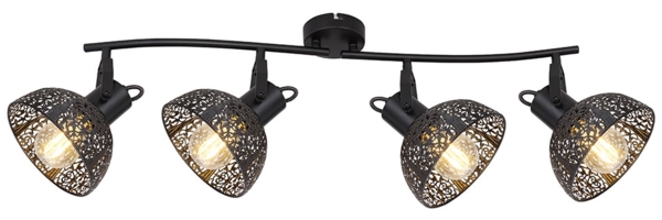 Deckenstrahler, schwarz, Spots verstellbar, L 87 cm PANTALLA