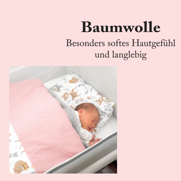 Kinder Bettwäsche 2-tlg ( 100x135cm / 40x60cm ) Bettdecken Set, 100% Baumwolle - Babybettwäsche mit Motiv Bärchen Beige Bild 5