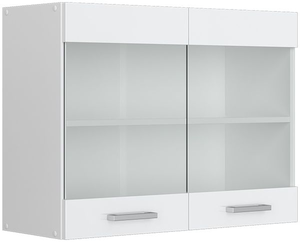 Hängeschrank R-Line Weiß Hochglanz 80 cm mit Glastüren Vicco