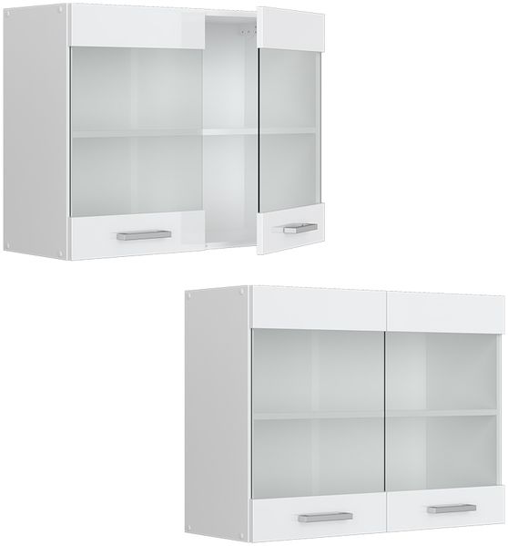 Hängeschrank R-Line Weiß Hochglanz 80 cm mit Glastüren Vicco Bild 6