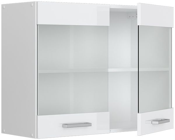 Hängeschrank R-Line Weiß Hochglanz 80 cm mit Glastüren Vicco Bild 5