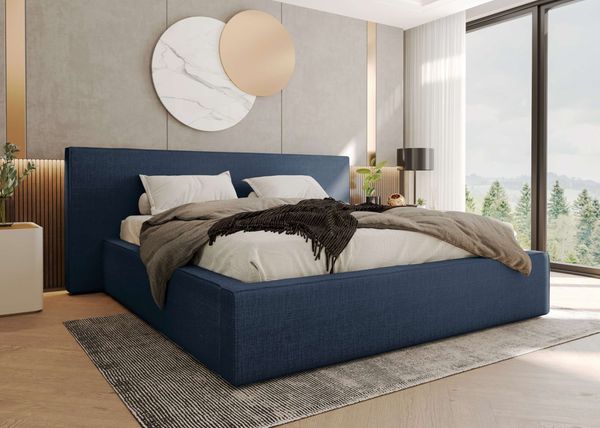 99rooms Tivio Polsterbett Velours VOSS Dunkelblau 180x200 cm Ohne Matratze