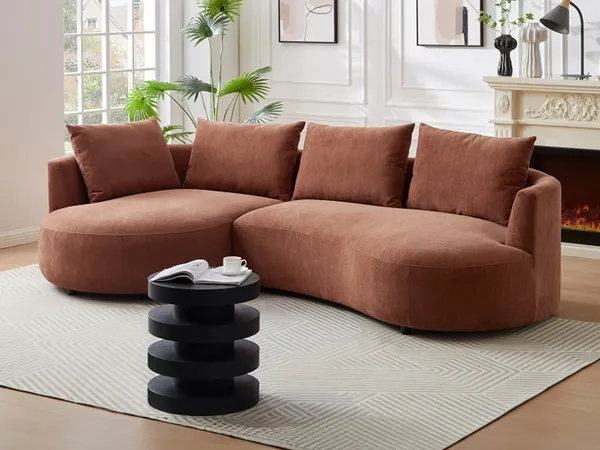 Vente-unique - LOUSADO Sofa Samt Rot - B 158 cm x H 87 cm x L 285 cm