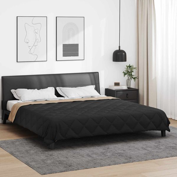 vidaXL Sommerdecke Schwarz und Taupe 220 x 260 cm Mikrofaser 42025498