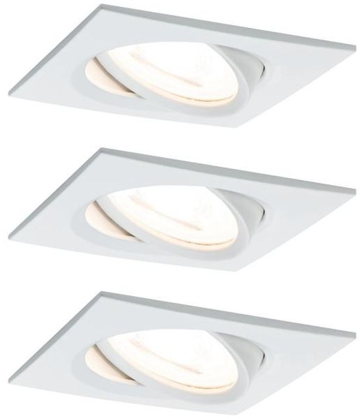 Paulmann No. 93472 LED Einbauleuchte Nova eckig 6,5W GU10 Weiß matt 3er-Set dimmbar