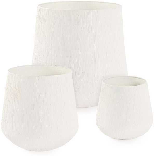 Outdoor-Vase Ranek 3er-Set aus Metall, modern handgefertigt, Weiß, für innen und außen