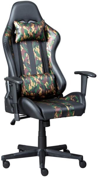 Gaming Chair Drehstuhl ACTION HERO Schwarz-Camouflage mit Armlehnen