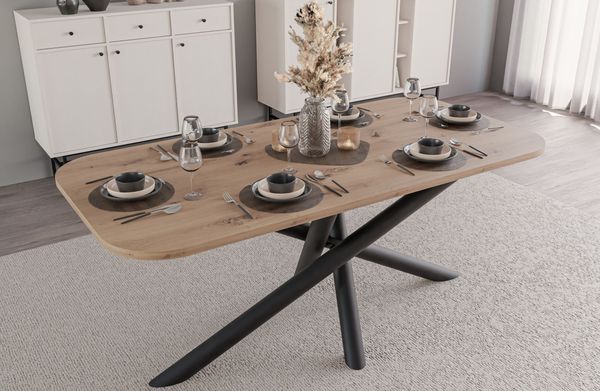 Oslo Esstisch Tisch 185x90 cm Wohnzimmer Esszimmer Modern Farbwahl Wisconsin Nußbaum, Artisan Eiche, Lindberg Eiche, Portland Esche Schwarz