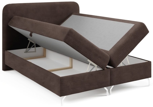 Boxspringbett Schlafzimmerbett EMILIO PREMIUM 140x220cm Stoff Poso Dunkelbraun Bild 4