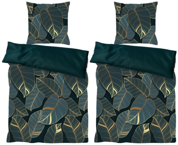 Sanilo Bettwäsche Monstera 135x200 cm, Bettbezug und Kissenbezug, Baumwolle, 4 teilig