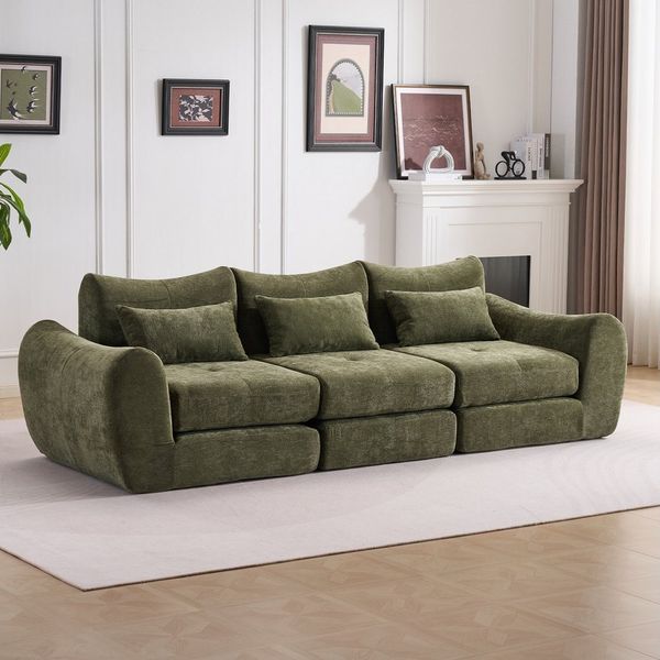 Leawin Sofa Sofas Wohnzimmer, modulares Sofa mit Schlaffunktion L-Form, Werkzeuglos montierbar, wandelbar & ideal für kleine Räume