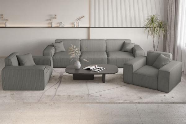 Sofaset Designersofa CELES PREMIUM 3-1-1 in Stoff Scala Grau