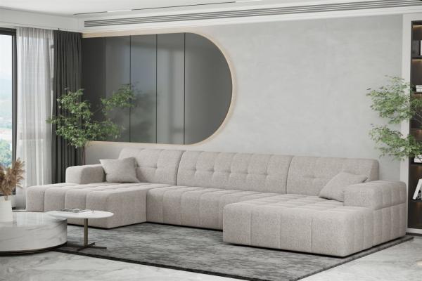 Wohnlandschaft Sofa U-Form NANCY in Stoff Neve Beige