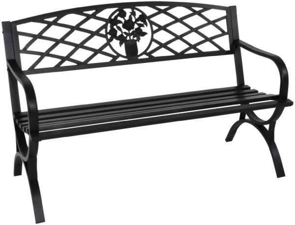 Leichte Metall Parkbank/Gartenbank OXFORD, 127 x 59,5 x 80 cm in schwarz