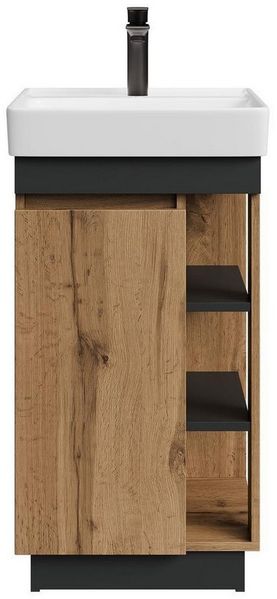 Planetmöbel Badmöbel-Set Nyx, (50cm Waschtisch mit Armatur, 2-St), Badezimmer Waschtisch 50 cm für Gäste-Bad & WC