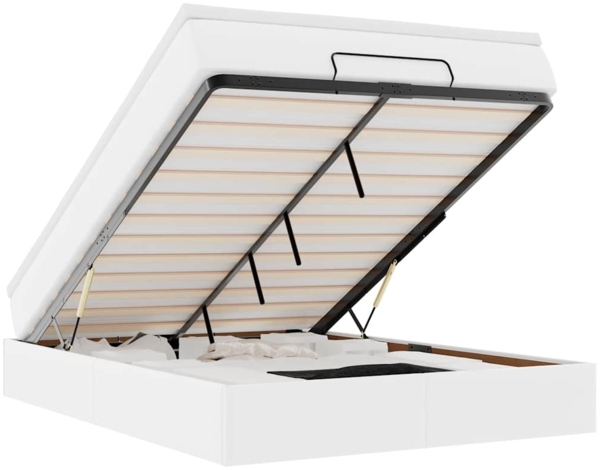 vidaXL Ottoman-Bett mit Matratze Weiß 140x190 cm Kunstleder 3311037 Bild 1