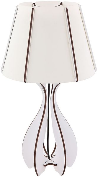 LED Tischlampe, weiß braun, MDF Textil. H 45 cm
