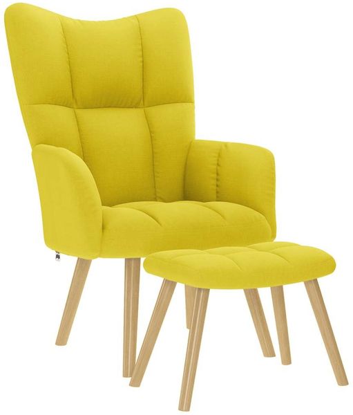 vidaXL Relaxsessel mit Hocker Hellgelber Stoff 4016787