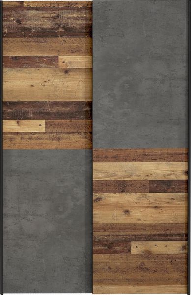 Kleiderschrank >OZZULA< Old – Wood Vintage / Betonoptik grau - 120x190,5x41,6cm (B/H/T)