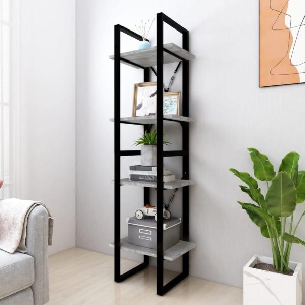 vidaXL Bücherregal 4 Fächer Grau Sonoma 40x30x140 cm Holzwerkstoff 821304