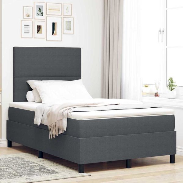 vidaXL Boxspringbett Dunkelgrau und Weiß 120 x 190 cm Cordstoff 3337548