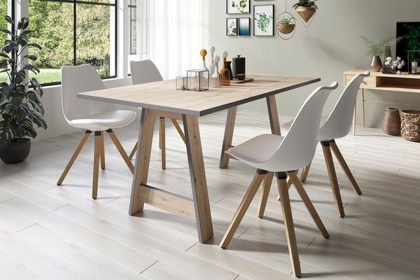 riess-ambiente Esstisch LOFT 160cm natur · eckiger Esszimmertisch mit Tischbeinen in A-Form (Einzelartikel, 1-St), Eichen-Design · 6 Personen · Scandinavian Design · abgesetzte Kanten