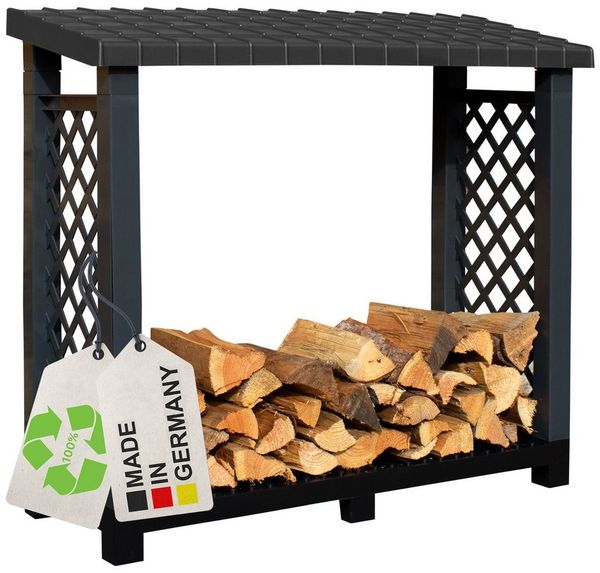 NYVI Kaminholzregal Kaminholzregal NYVIGreen114 x 102 x 47 cm, Brennholzregal aus Kunststoff, (1-St), Feuerholzregal Stabil, Pflegeleicht, Steckmontage ohne Werkzeug