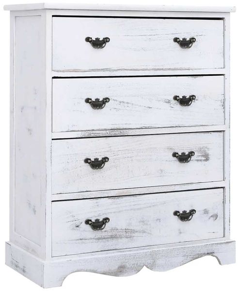 Schubladenkommode, Büroschrank, Beistellschrank Weiß 60x30x75 cm Holz