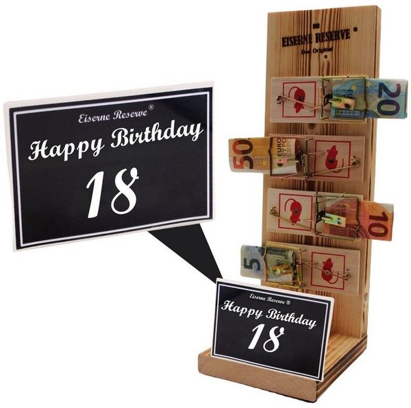 Eiserne Reserve® Geschenkbox 18 Happy Birthday - Eiserne Reserve Mausefalle Geldgeschenk 18. Geburt