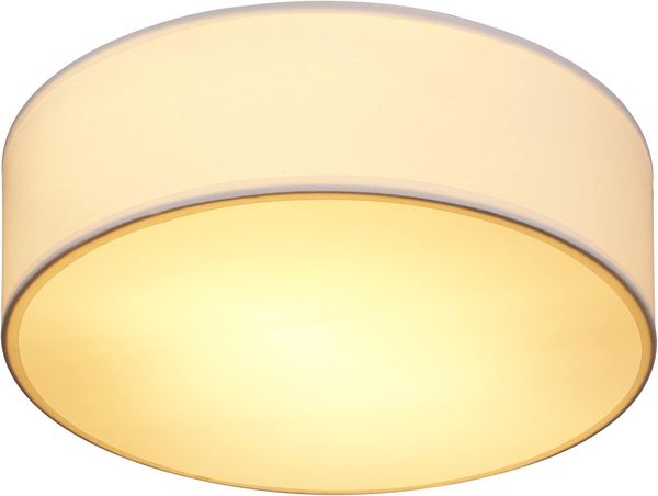 monzana Deckenleuchte, rund, 1-flammig, E27, Stoffschirm, Weiß, Ø 30 cm
