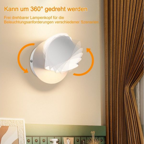 BlingBin Wandleuchte LED Wandlampe Drehbare Bettleuchte Lesen Lampe, 8W LED Wandstrahler Auf und ab Einstellbarer Lichtstrahl, LED fest integriert, warmes Licht, Wandbeleuchtung für Schlafzimmer Wohnzimmer Flur Treppenhaus