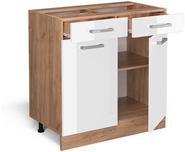 Vicco Küchenschrank Küchenzeile R-Line, Weiß Hochglanz, Schubladenunterschrank 80 cm, ohne AP Bild 4