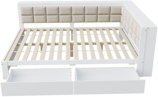Sofabett aus Kiefernholz mit 2 Schubladen, 140x200 cm, Weiß, ohne Matratze Bild 7