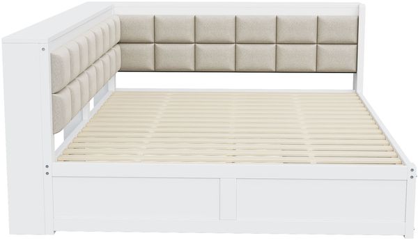 Sofabett aus Kiefernholz mit 2 Schubladen, 140x200 cm, Weiß, ohne Matratze Bild 8