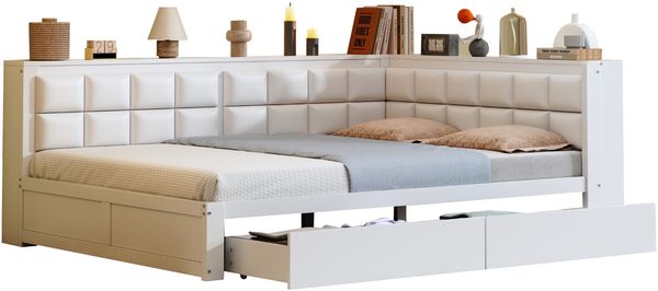 Sofabett aus Kiefernholz mit 2 Schubladen, 140x200 cm, Weiß, ohne Matratze Bild 10