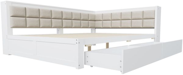 Sofabett aus Kiefernholz mit 2 Schubladen, 140x200 cm, Weiß, ohne Matratze Bild 5