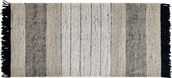 Teppich Wolle beige schwarz 80 x 150 cm Kurzflor YAZLIK