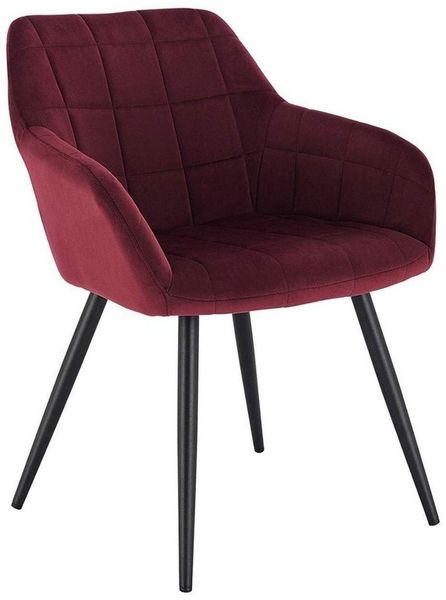 WOLTU® Esszimmerstuhl BH93bd-1 1 Stück Küchenstuhl Polsterstuhl Wohnzimmerstuhl Sessel mit Armlehne, Sitzfläche aus Samt, Metallbeine, Bordeaux