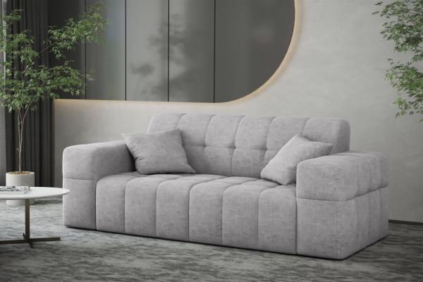 Sofa Designersofa NANCY 2-Sitzer in Stoff Perfekt Harmony Hellgrau